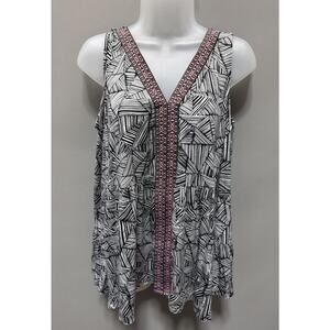 Cupio Cold Shoulder Bell Sleeve Embroidered Lagenlook Top Size Large